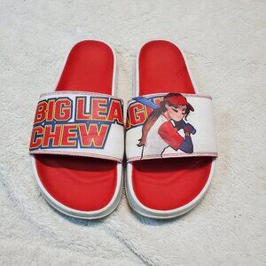New Balance White Red Big League Chew Baseball Artsy Summer Fun Slides Sandals 9